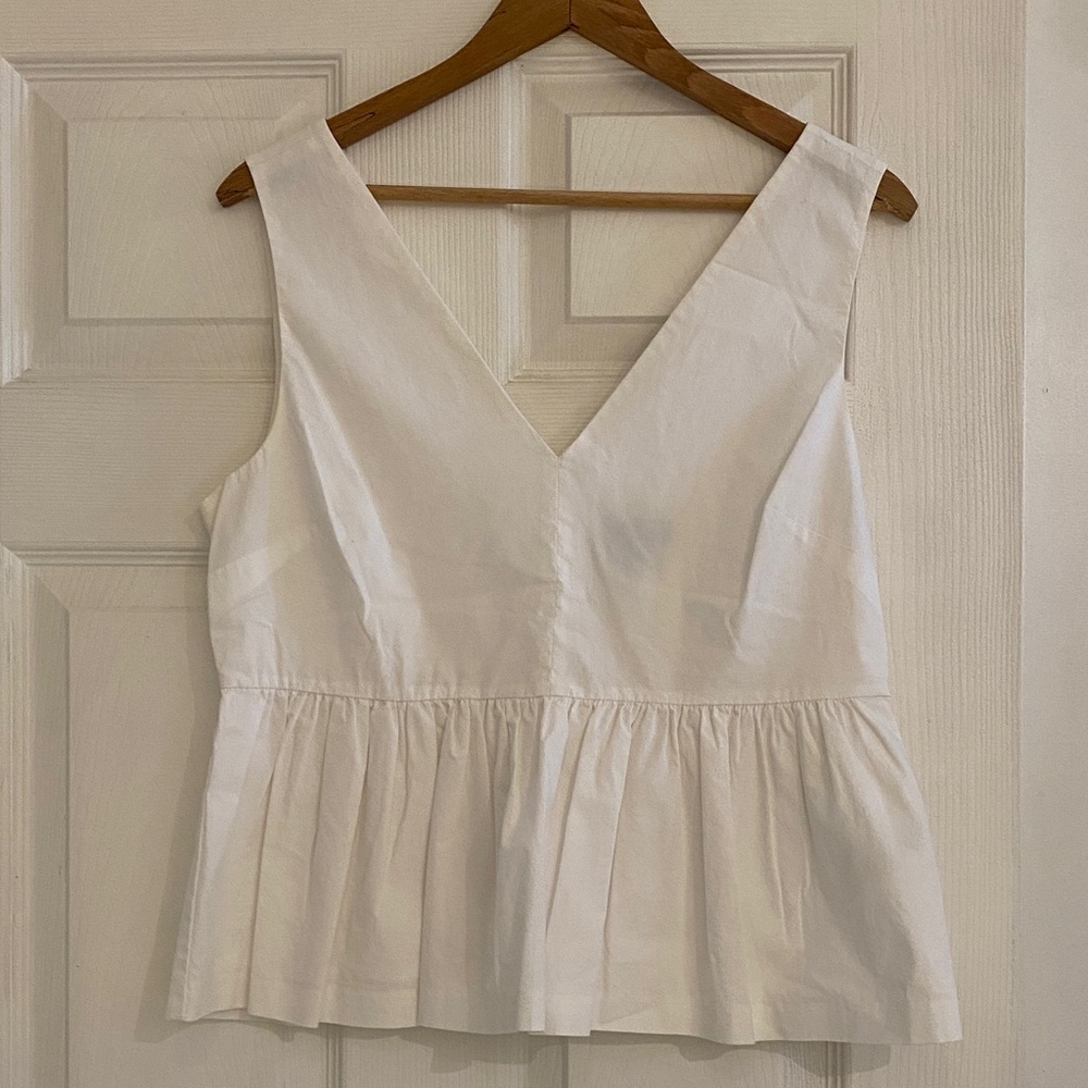 JCrew White Peplum Top